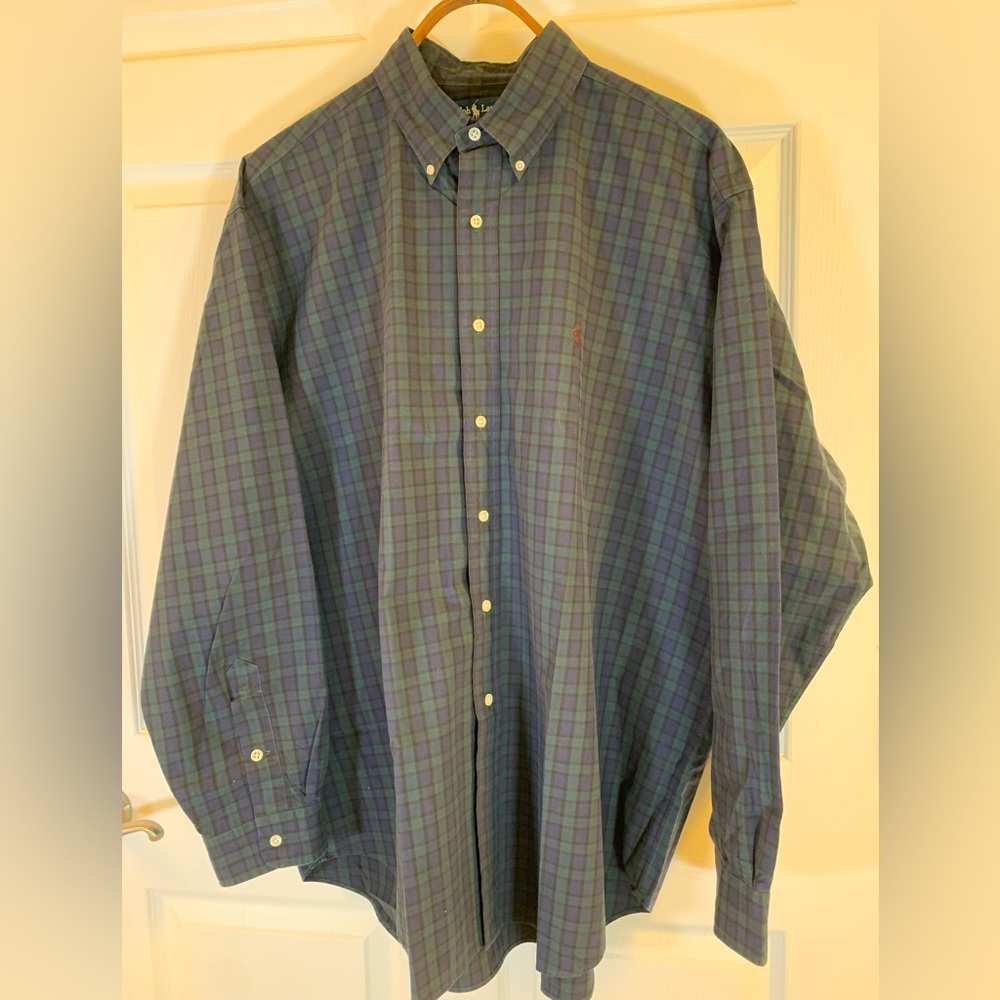 Ralph Lauren blue/green check Blake cut men’s button-down shirt